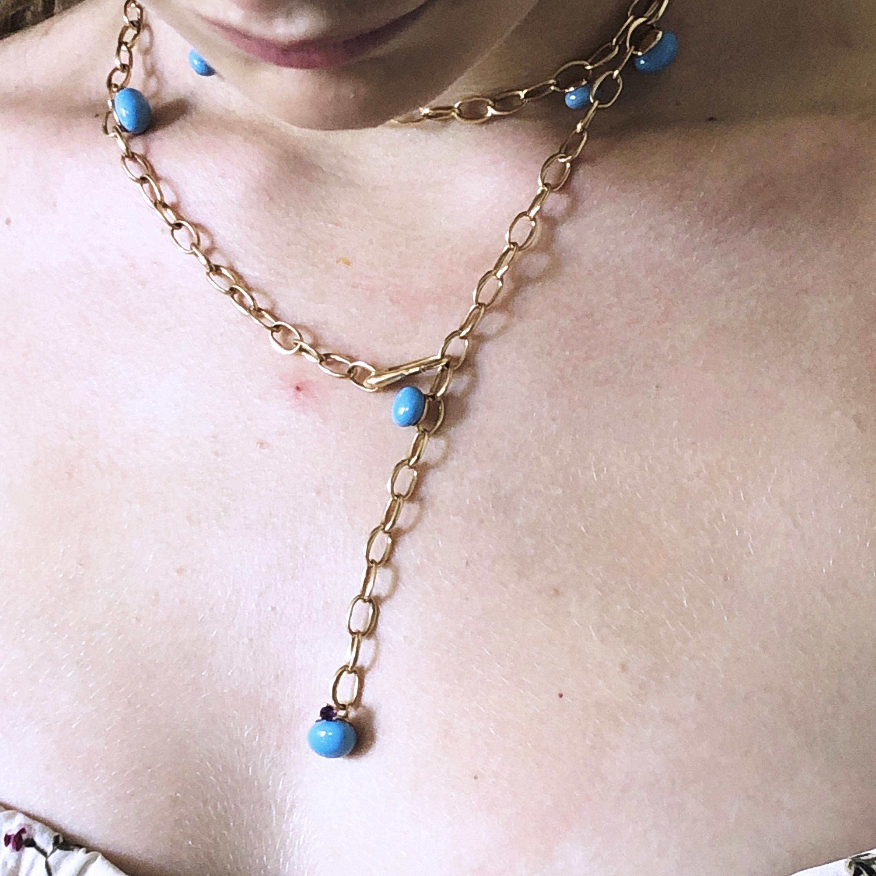 Pomellato Collection Capri Collier iconique en céramique turquoise en or rose 18 carats 9