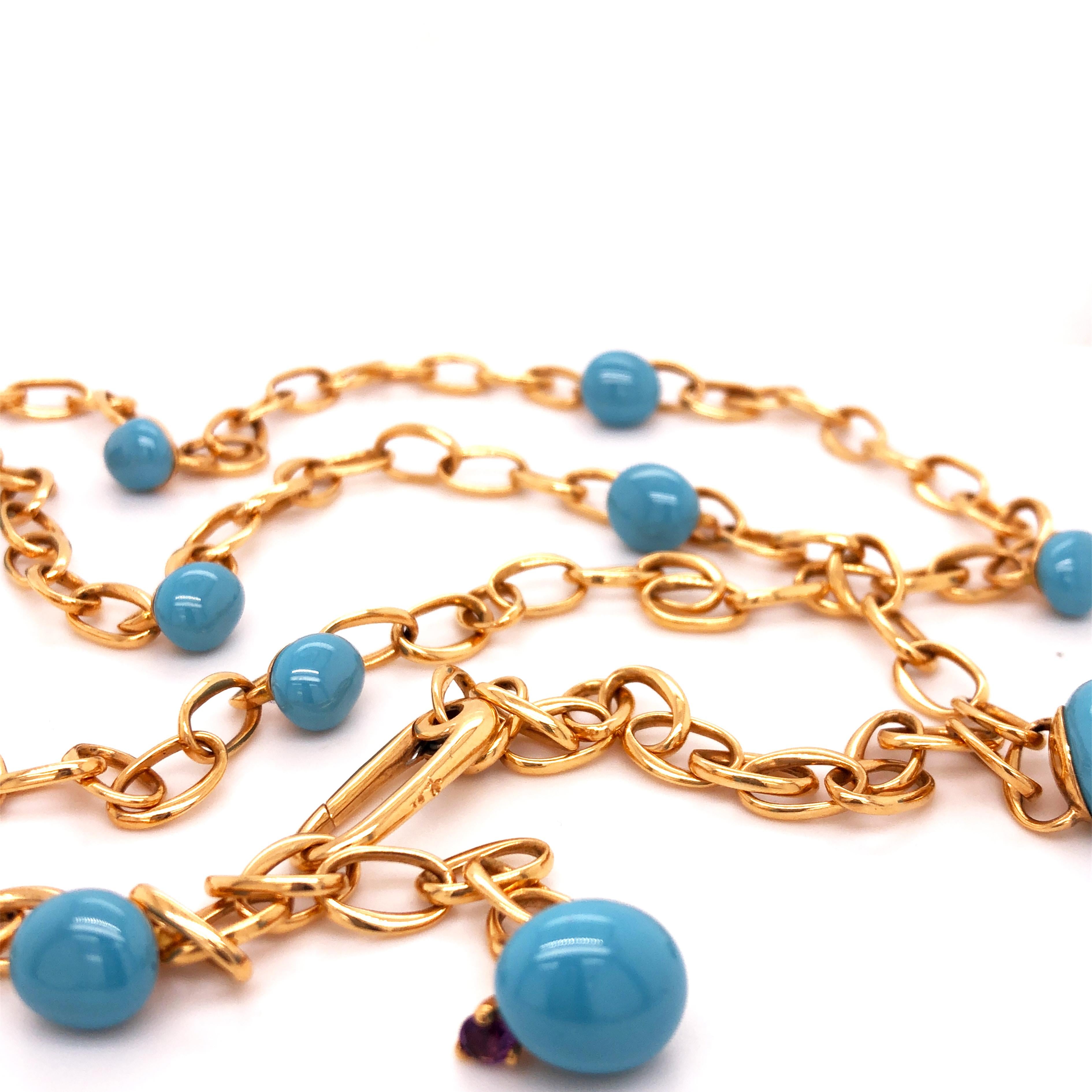 Contemporain Pomellato Collection Capri Collier iconique en céramique turquoise en or rose 18 carats