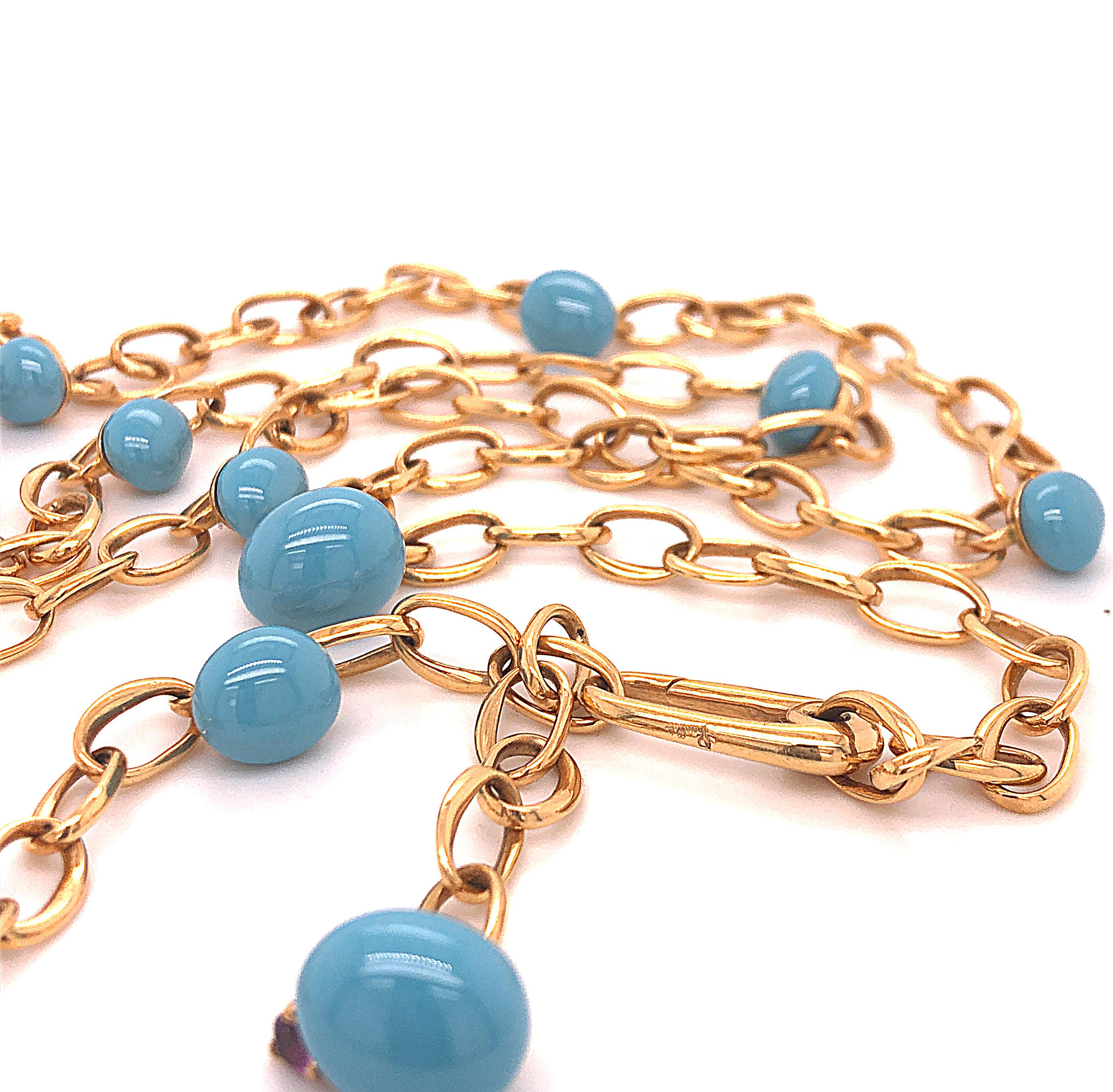  Pomellato Collection Capri Collier iconique en céramique turquoise en or rose 18 carats Unisexe 