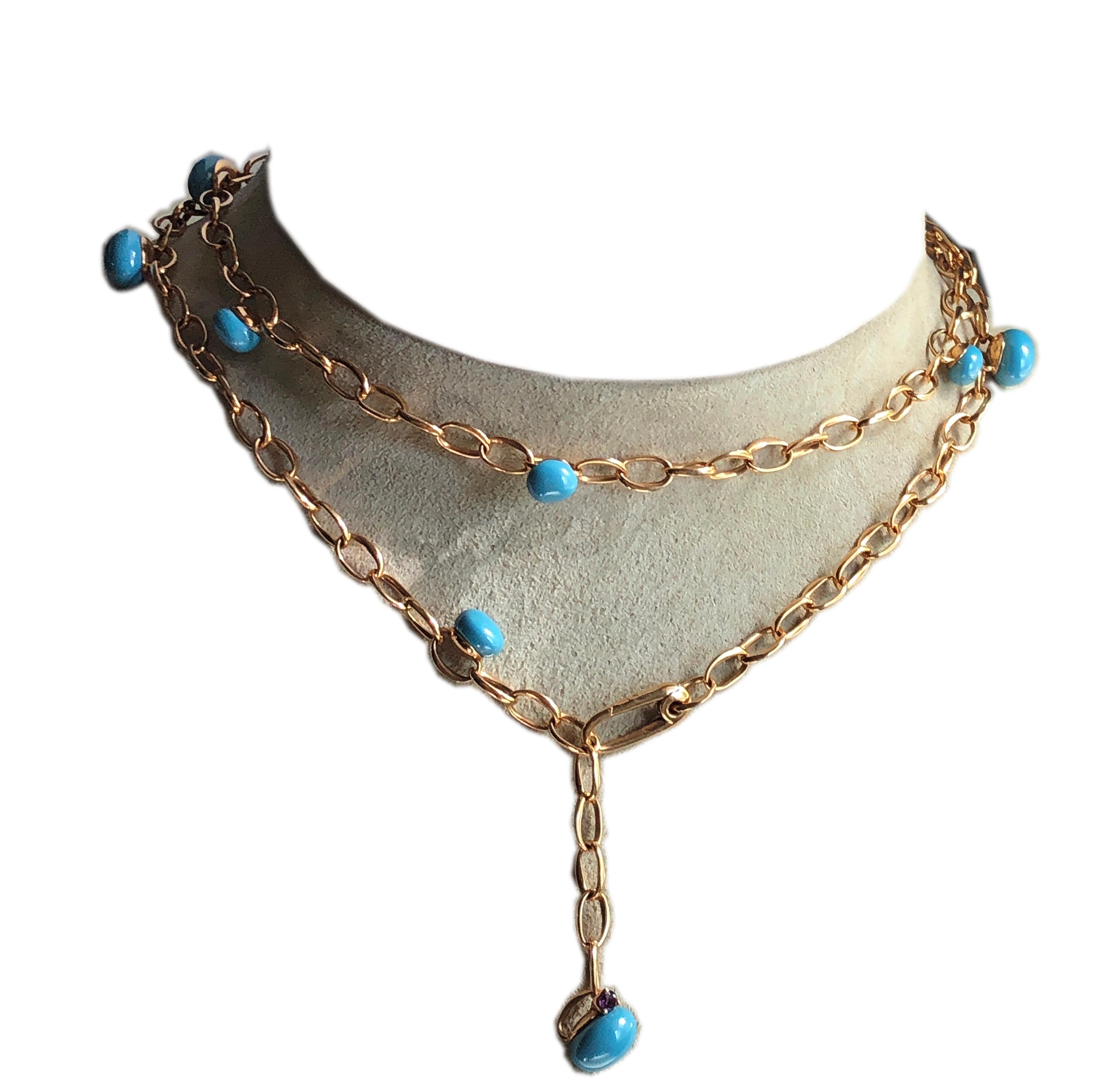 Pomellato Collection Capri Collier iconique en céramique turquoise en or rose 18 carats 2