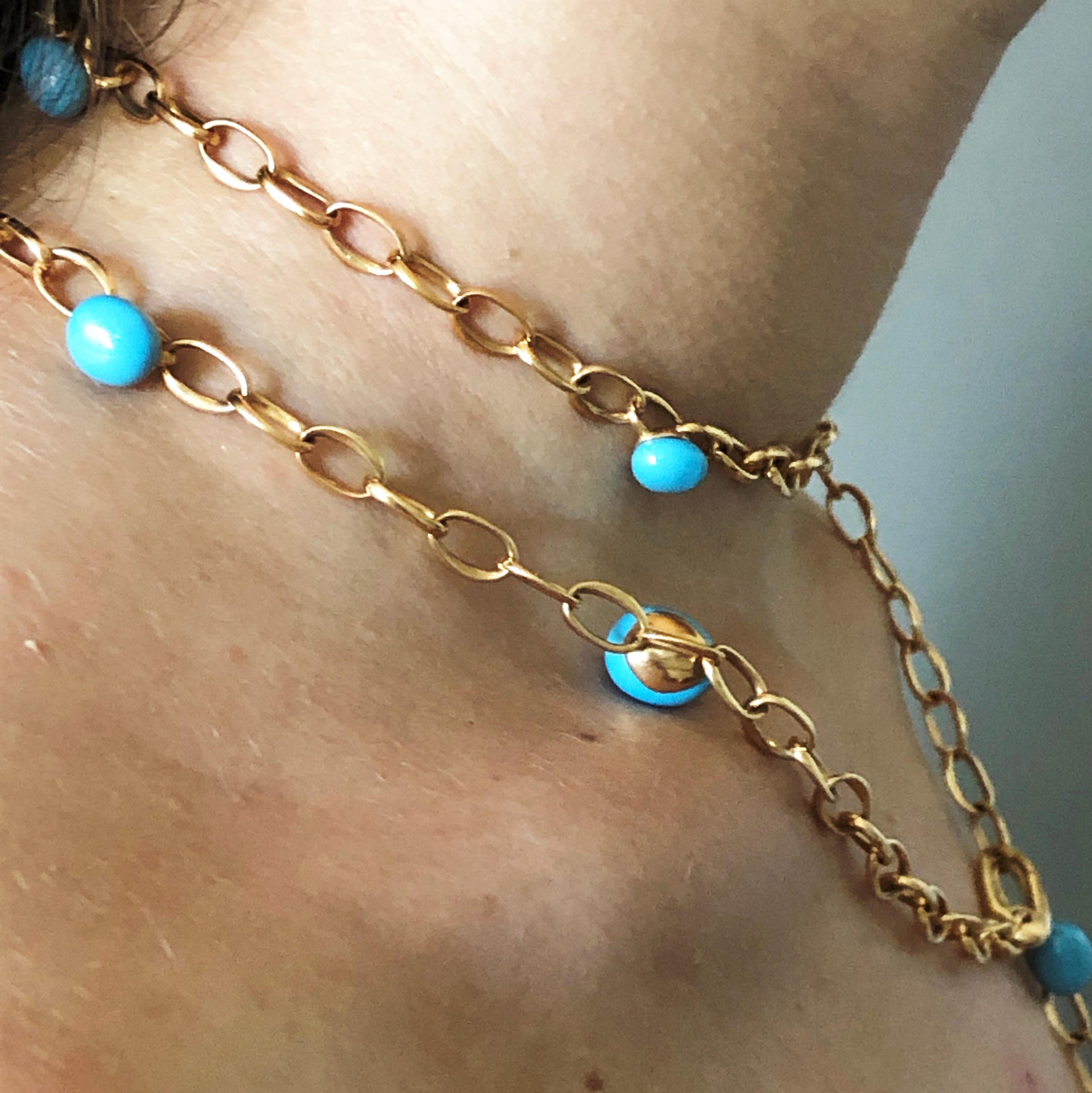 Pomellato Collection Capri Collier iconique en céramique turquoise en or rose 18 carats 3