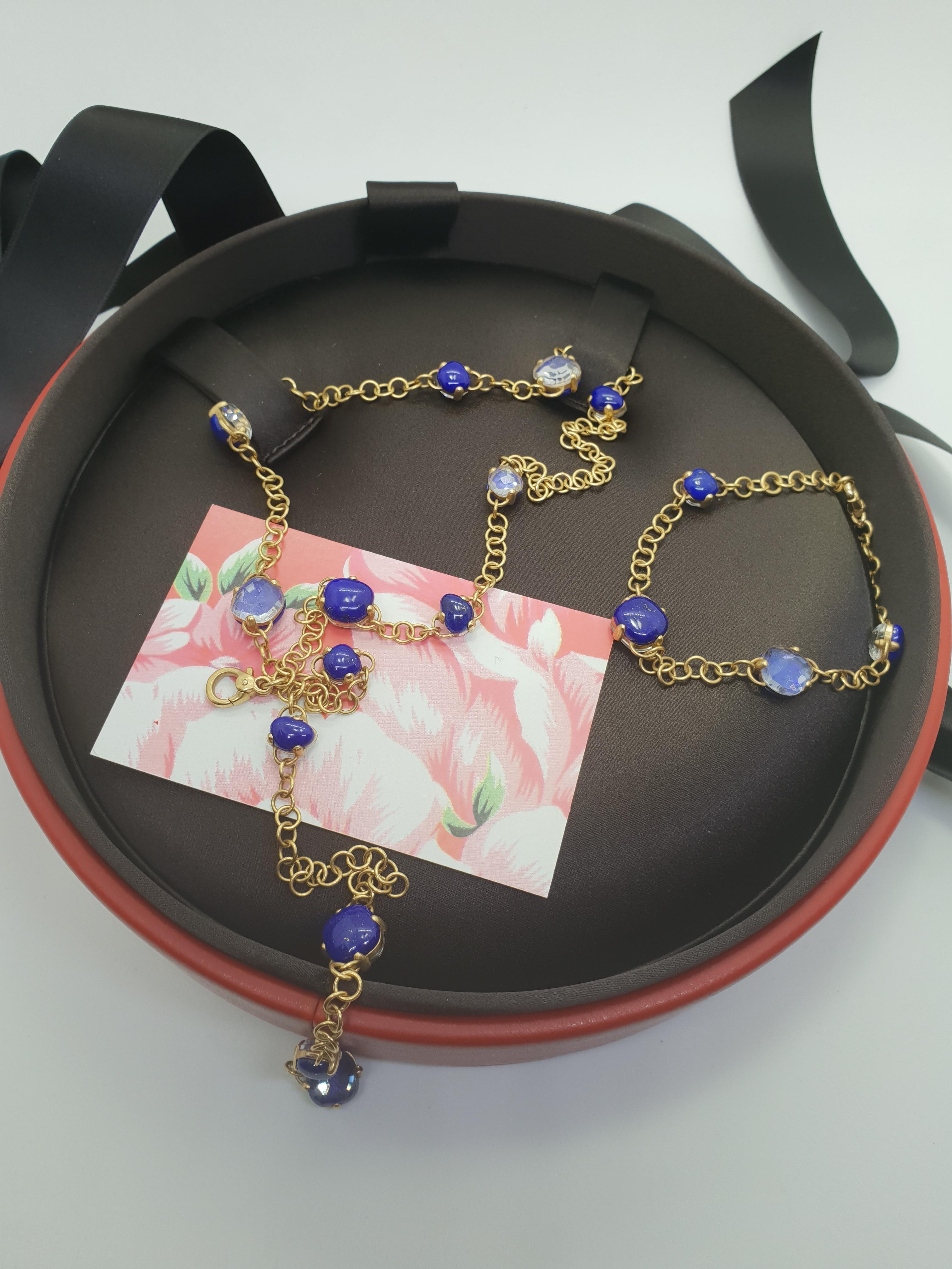 Pomellato Capri Collection Pink Gold with Lapis lazuli and Rock Crystal Bracelet In New Condition In Bilbao, ES