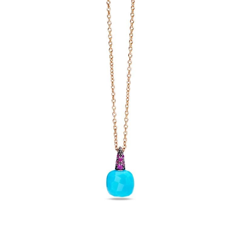 Women's or Men's Pomellato Capri Pendant in Turquoise and Rubies '0.10 Ct' with Chain F.B104O7RTU