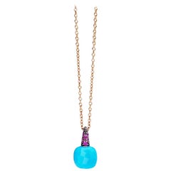 Pomellato Capri Pendant in Turquoise and Rubies '0.10 Ct' with Chain F.B104O7RTU
