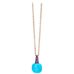 Pendentif Capri Pomellato en turquoise et rubis 0,10 carat avec chaîne F.B104O7RTU