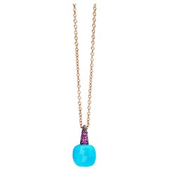 Pomellato Capri Pendant in Turquoise and Rubies '0.10 Ct' with Chain F.B104O7RTU