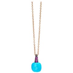 Pomellato Capri Pendant in Turquoise and Rubies '0.10 Ct' with Chain F.B104O7RTU