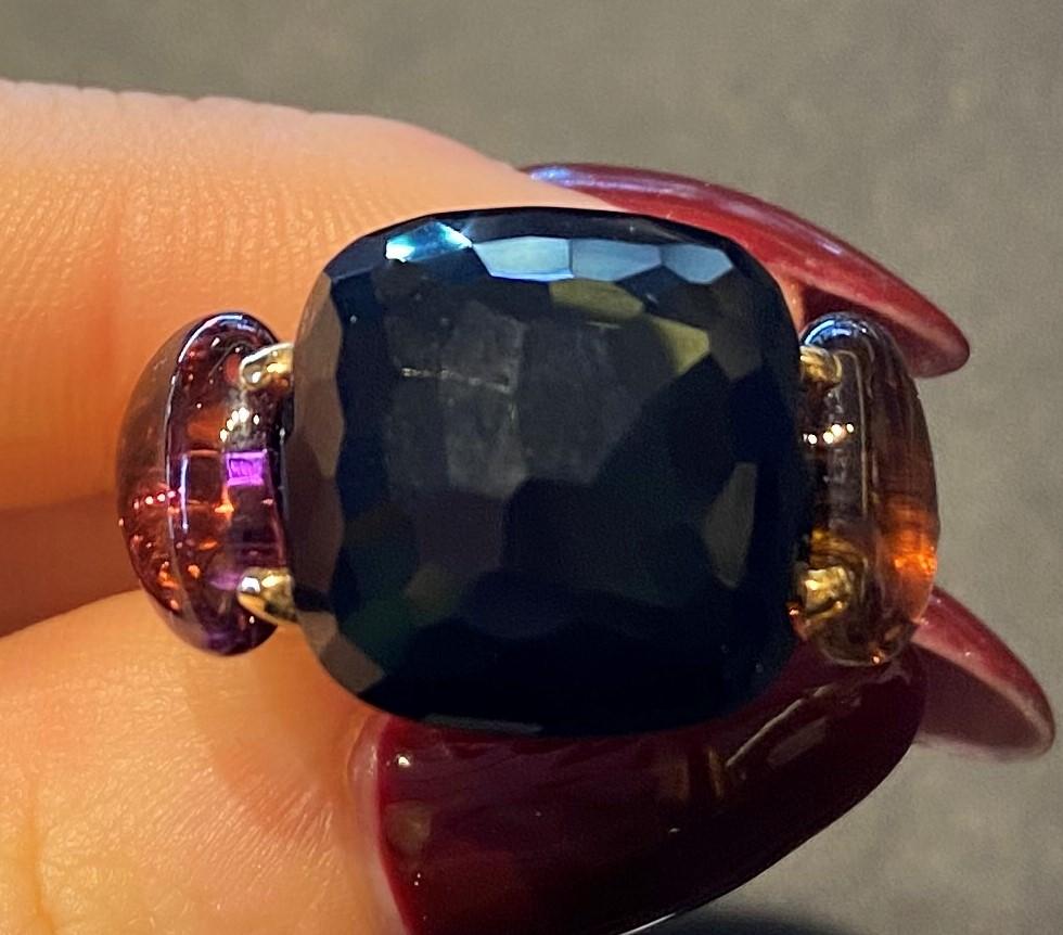 Contemporary Pomellato Capri Ring in 18 Karat Rose Gold with Onyx and Red Tourmaline