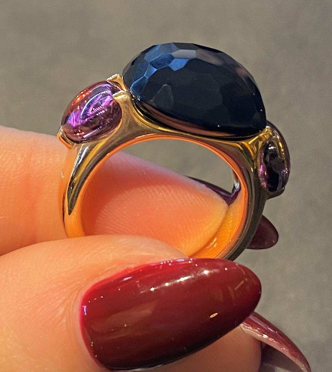 Pomellato Capri Ring in 18 Karat Rose Gold with Onyx and Red Tourmaline In Excellent Condition In Bilbao, ES