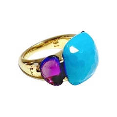 Pomellato Bague Capri en or rose 18 carats avec turquoise