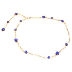 Pomellato Capri Rose 18 Karat Gold Chain with Lapislazuli and Rock Crystal