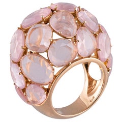 Pomellato Capri Rose Quartz 18 Karat Gold Bombe Ring