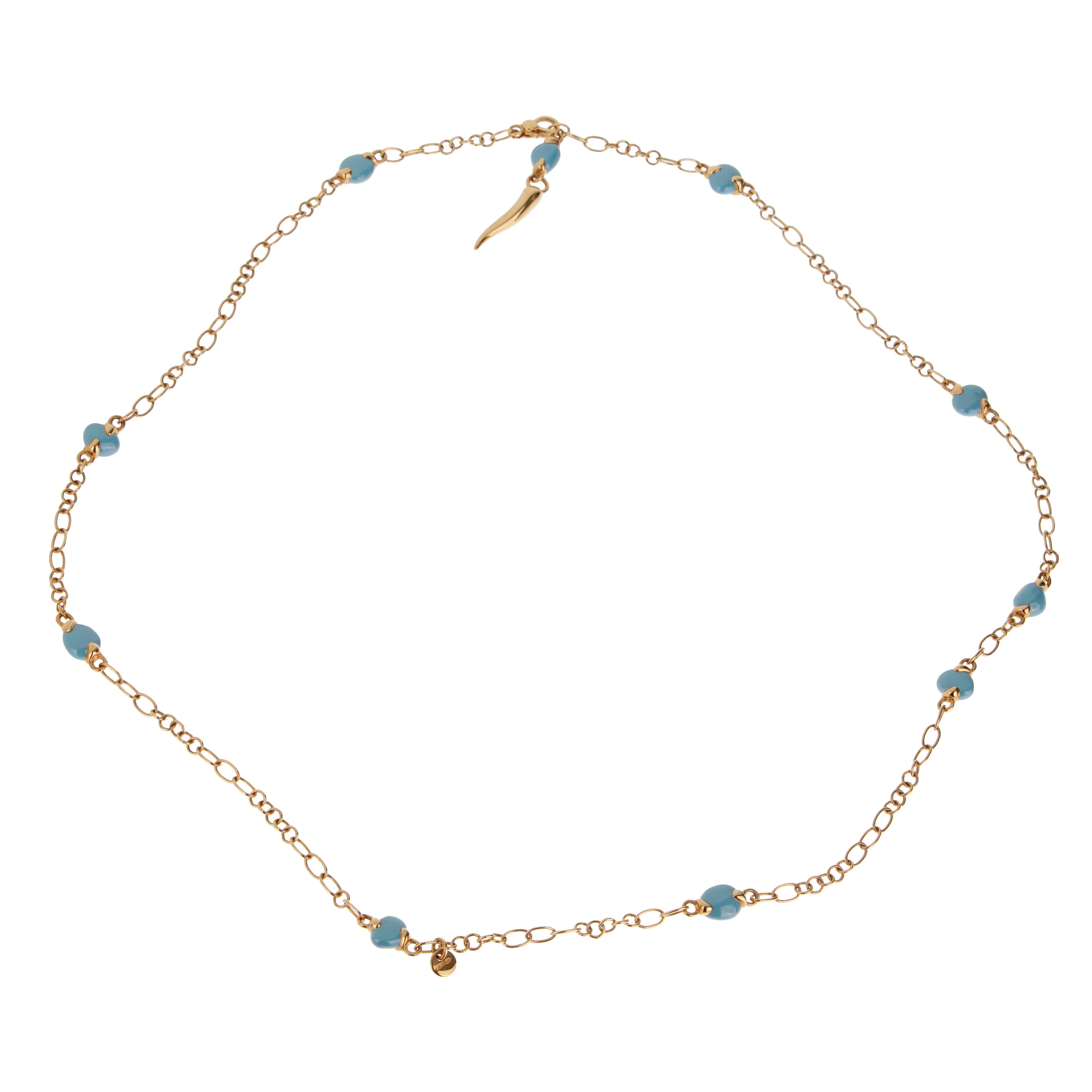 Taglio misto Pomellato Capri Collana con catena in turchese e oro rosa 18k A Link in vendita