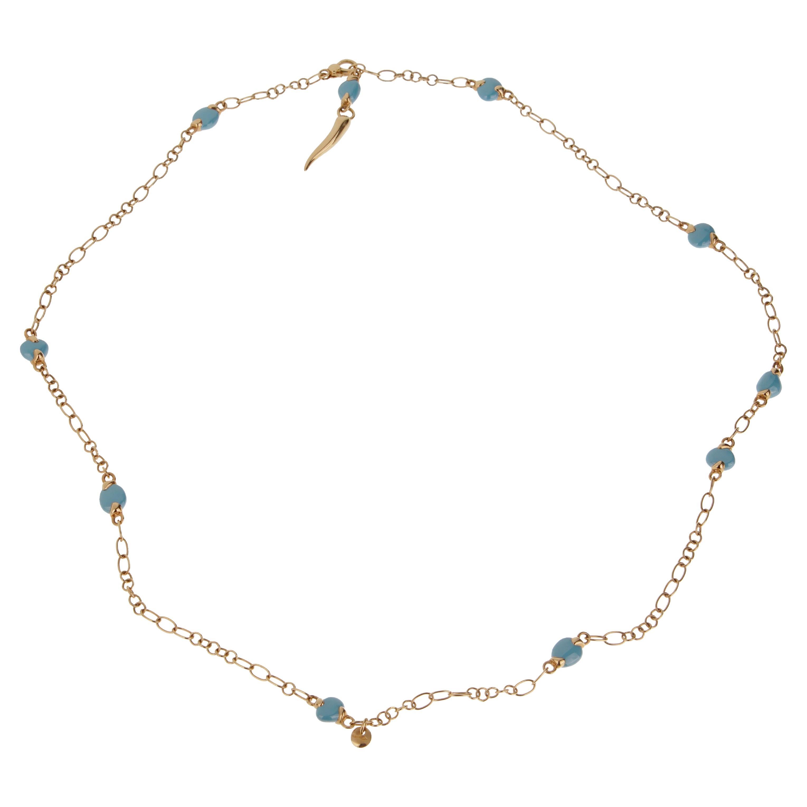 Pomellato Capri Turquoise 18k Rose Gold Chain Link Necklace
