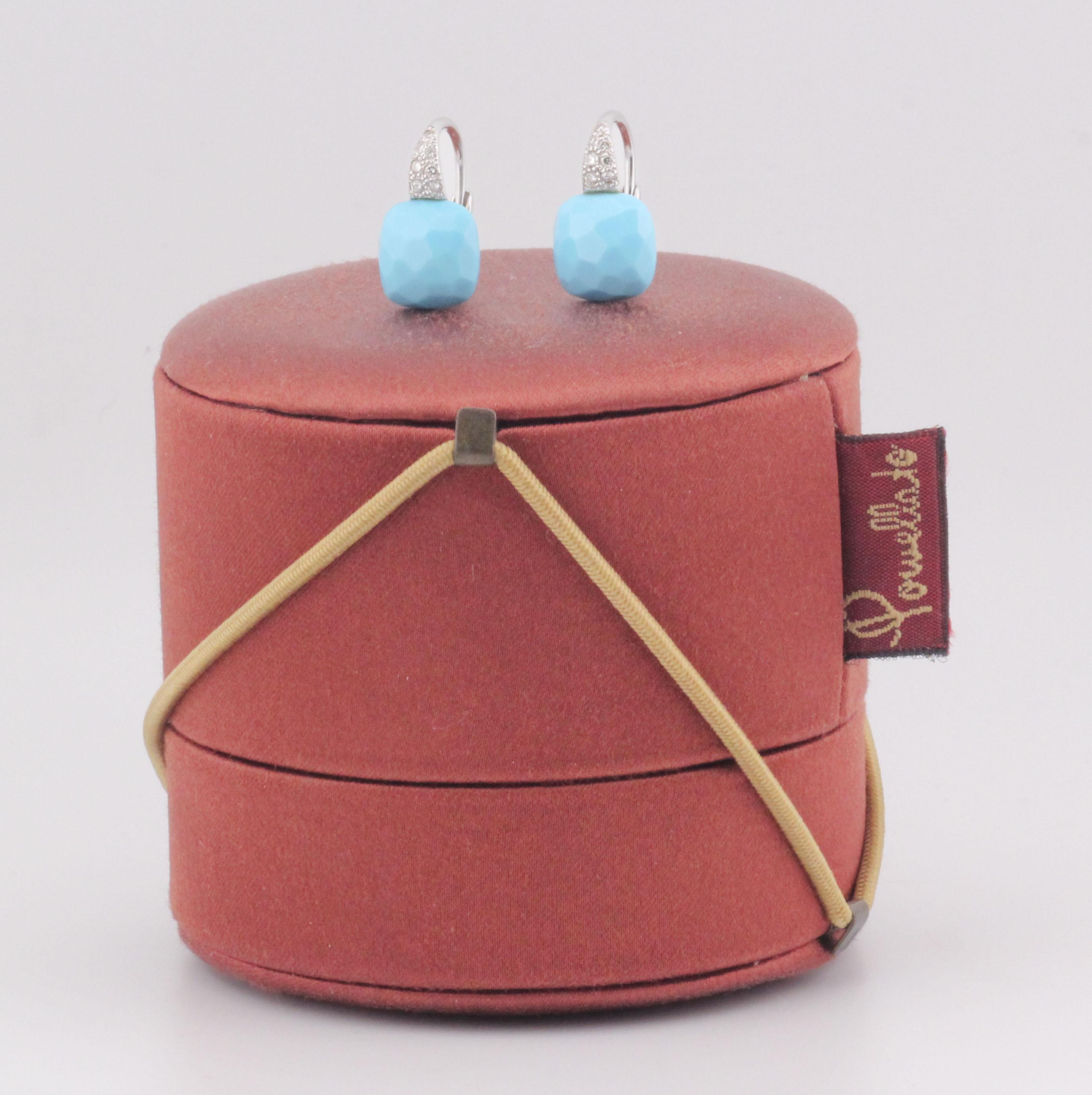 Pomellato Capri Orecchini in oro bianco 18k con diamante e turchese in vendita 6