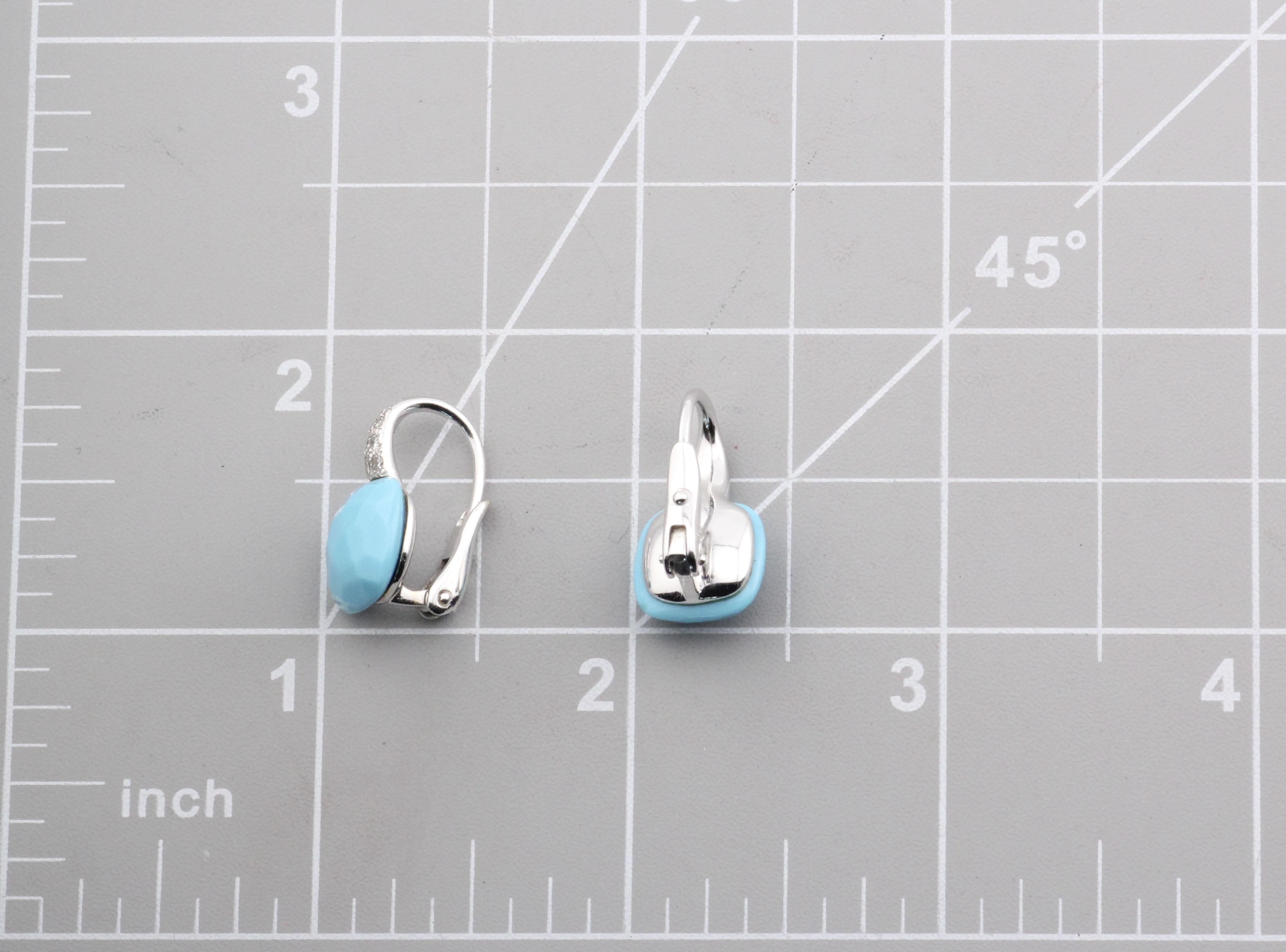 Pomellato Capri Orecchini in oro bianco 18k con diamante e turchese in vendita 7