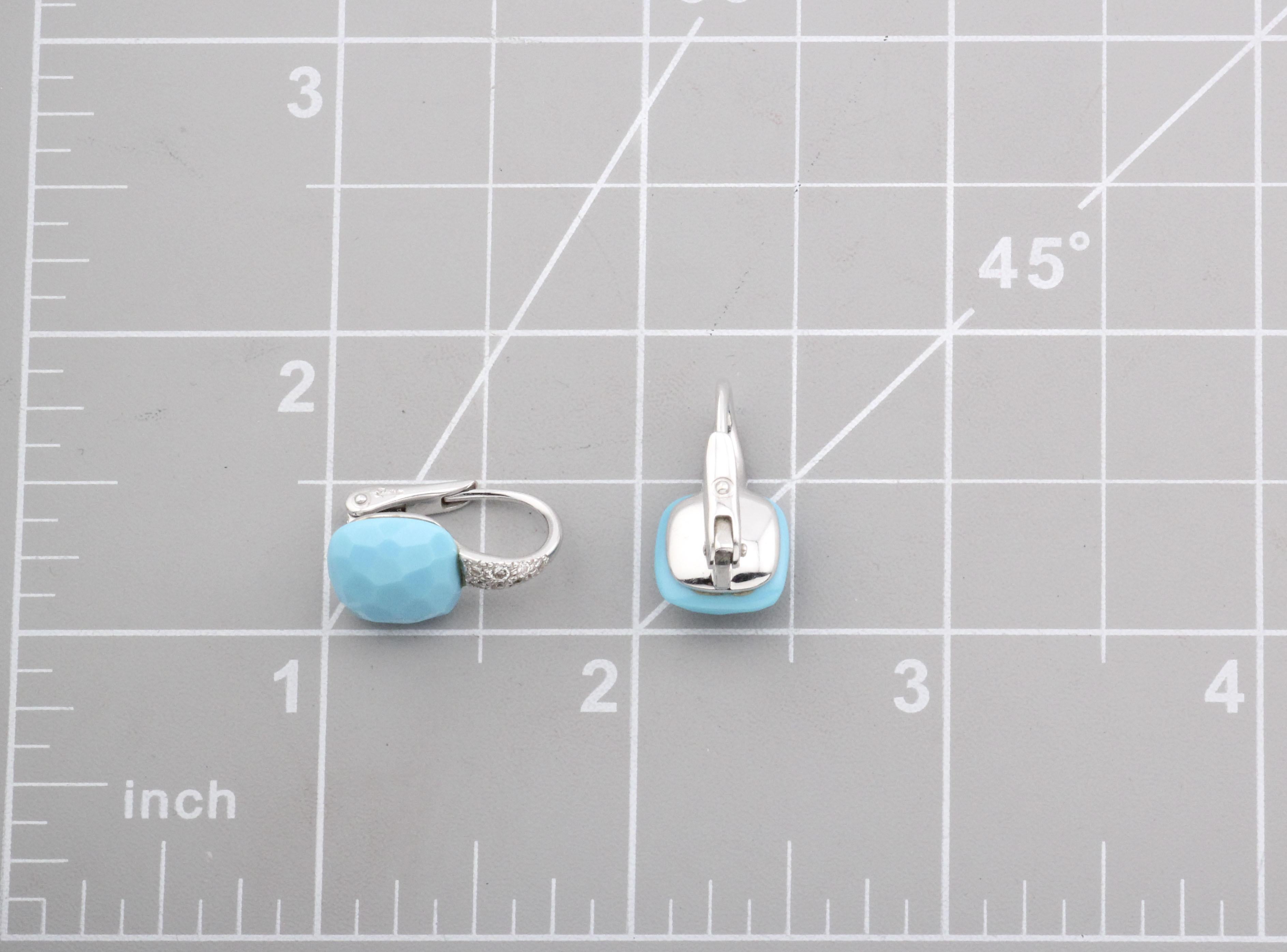 Pomellato Capri Orecchini in oro bianco 18k con diamante e turchese in vendita 8