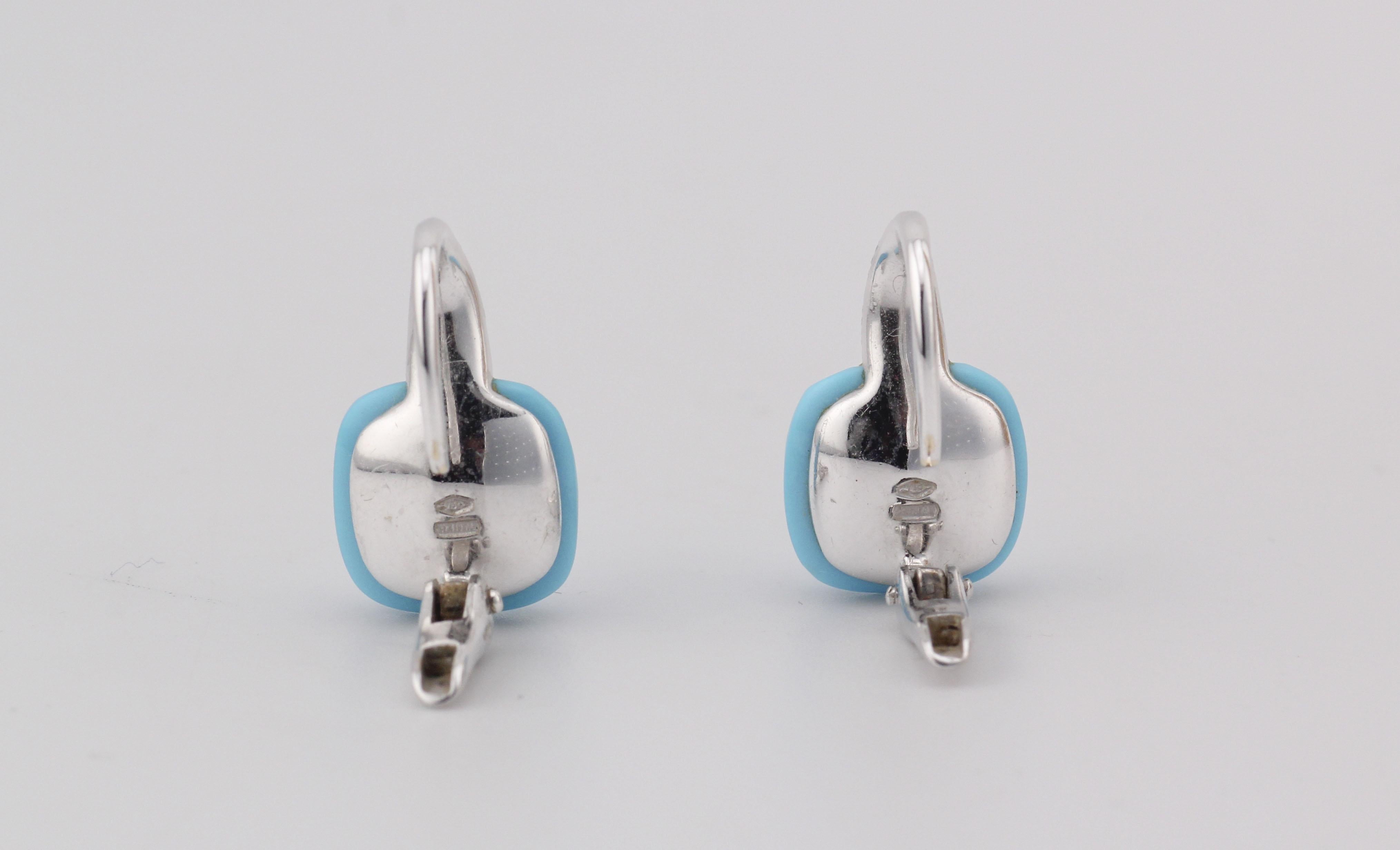 Donna Pomellato Capri Orecchini in oro bianco 18k con diamante e turchese in vendita