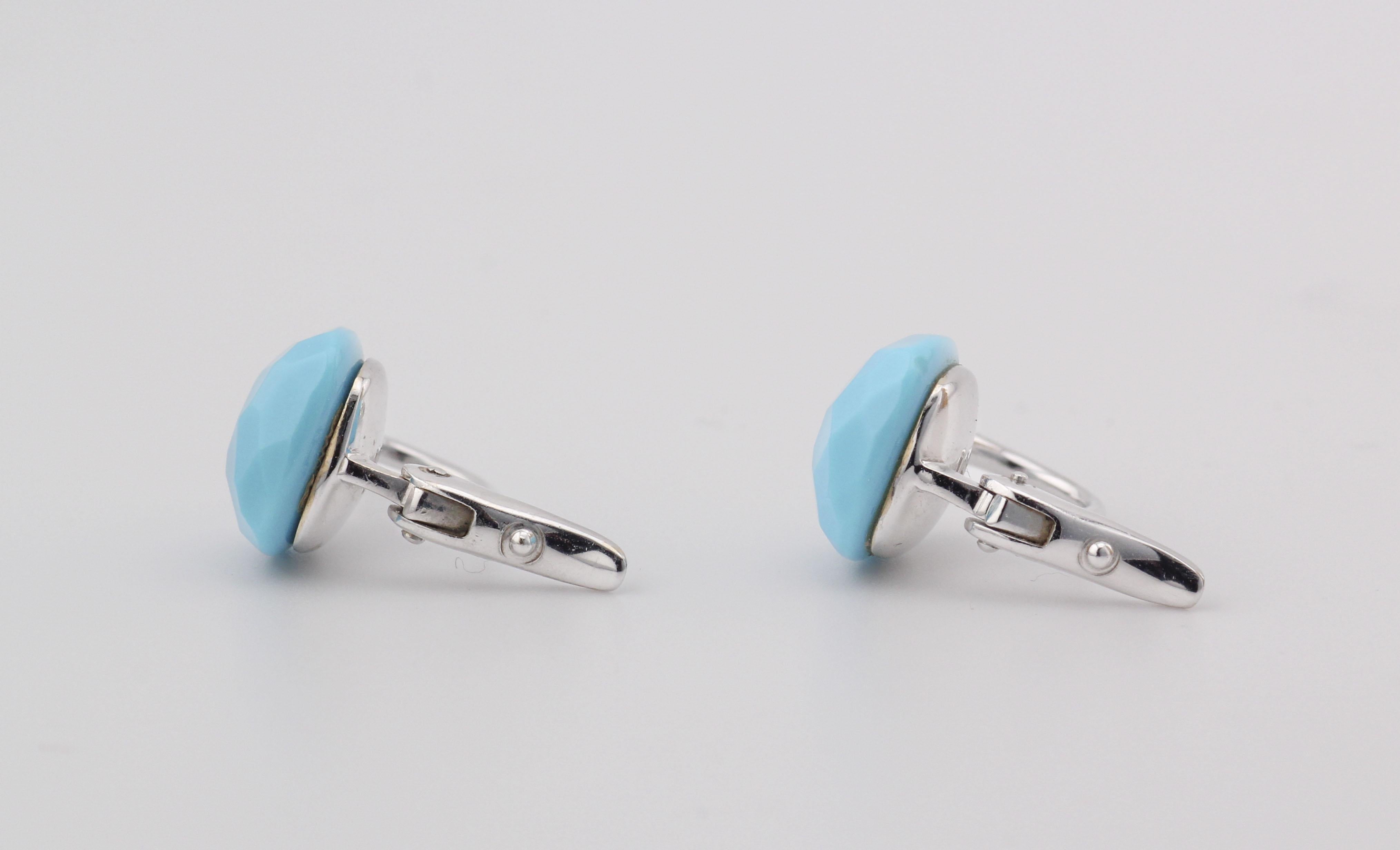 Pomellato Capri Orecchini in oro bianco 18k con diamante e turchese in vendita 2