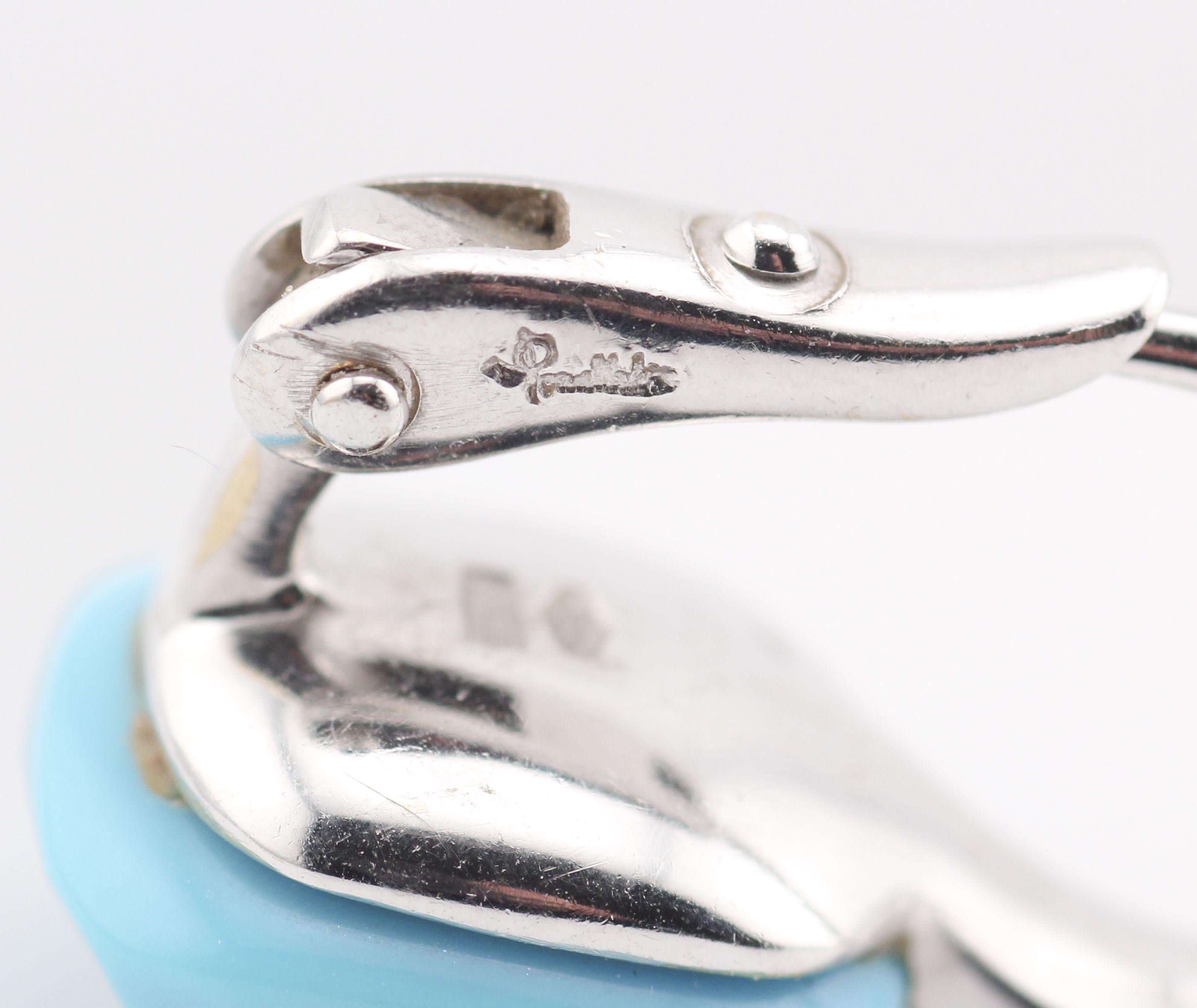 Pomellato Capri Orecchini in oro bianco 18k con diamante e turchese in vendita 3