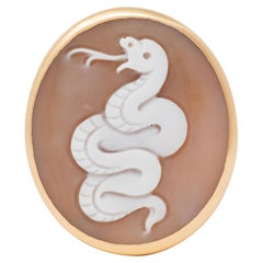 Pomellato Carved Shell 18 Karat Rose Gold Eva Snake Cameo Signet Ring