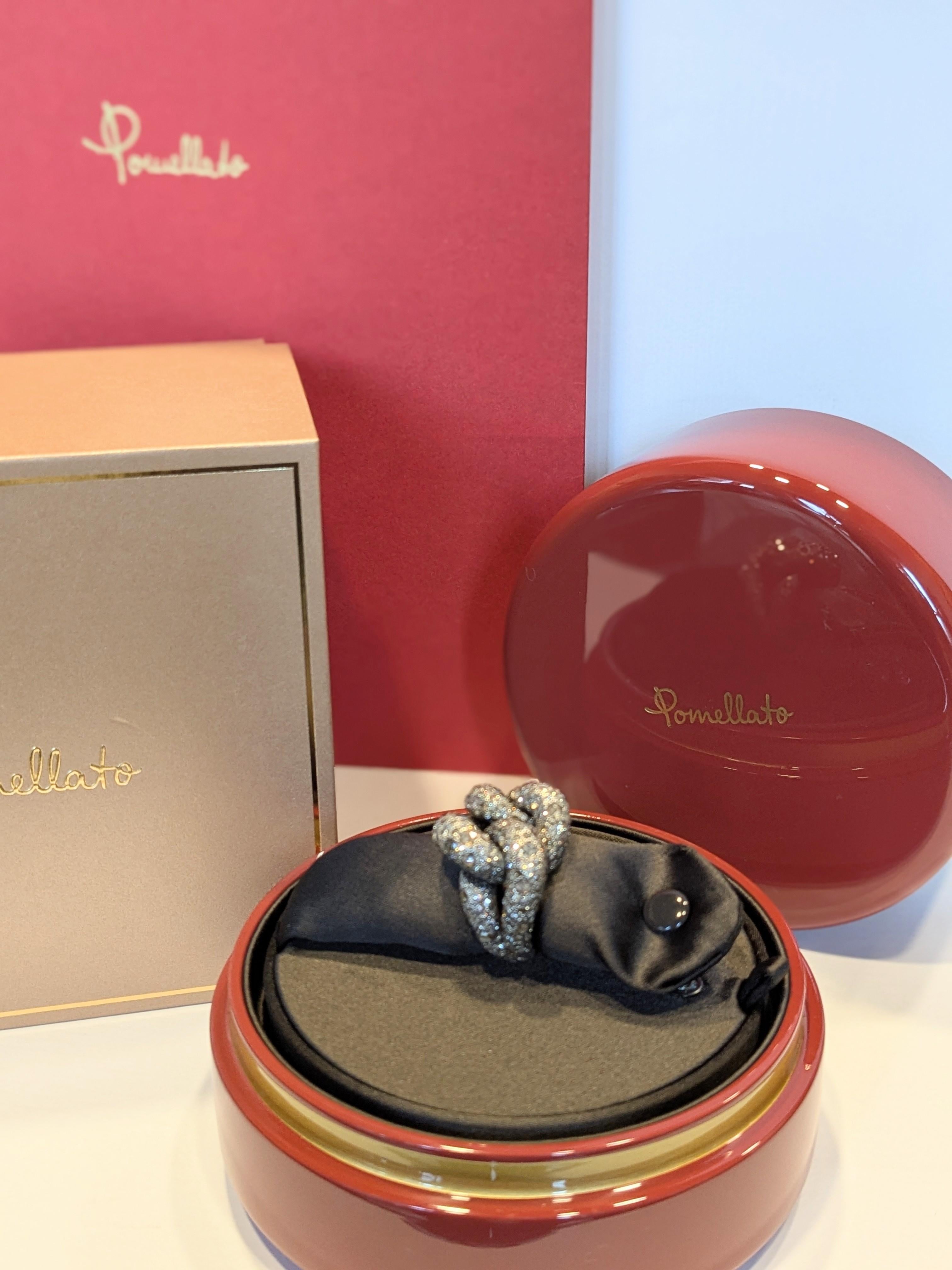 Brilliant Cut Pomellato Catene ring in 18k  rose gold and brown diamonds with box For Sale