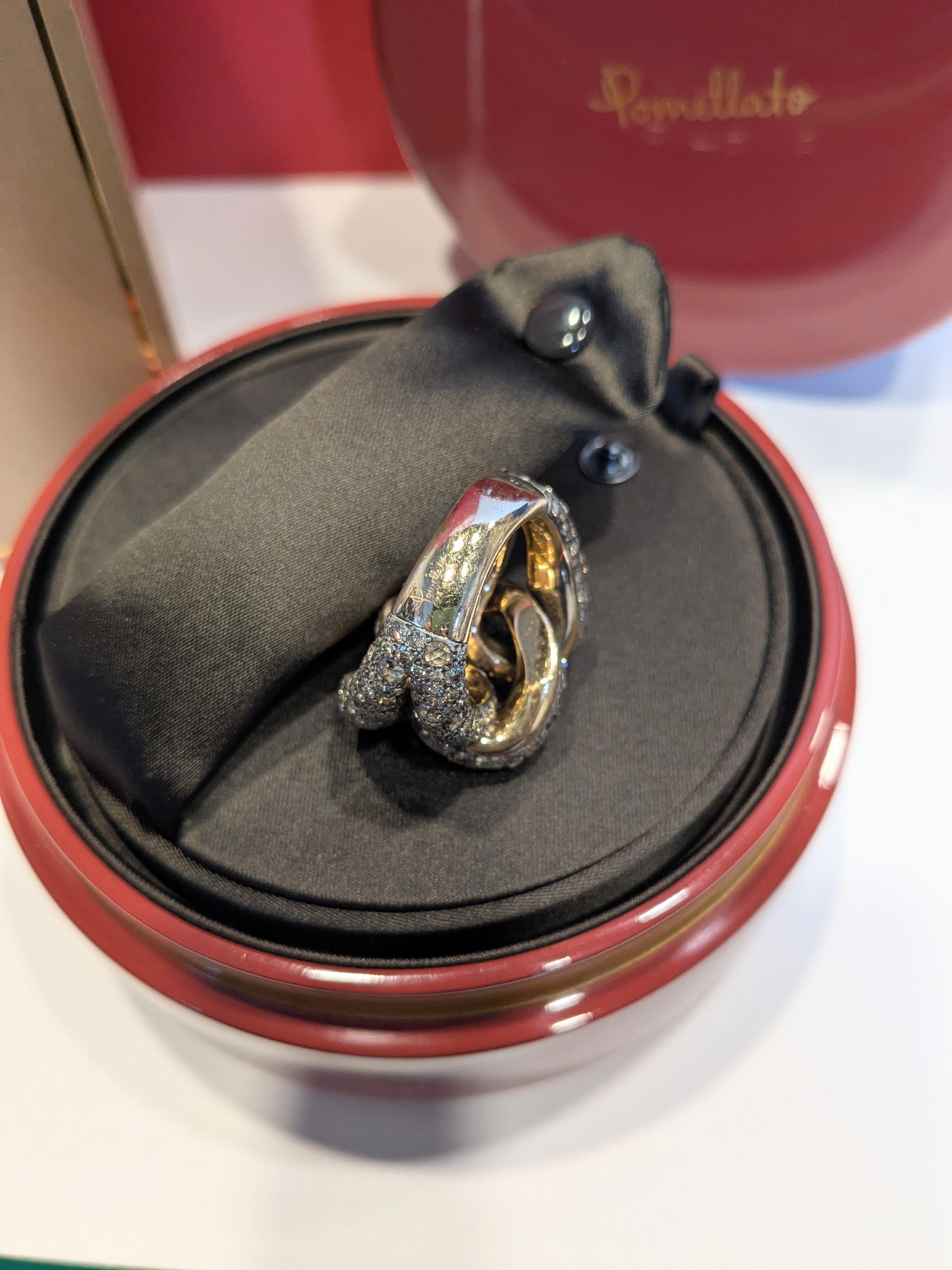 Pomellato Catene ring in 18k  rose gold and brown diamonds with box In Excellent Condition For Sale In Bilbao, ES