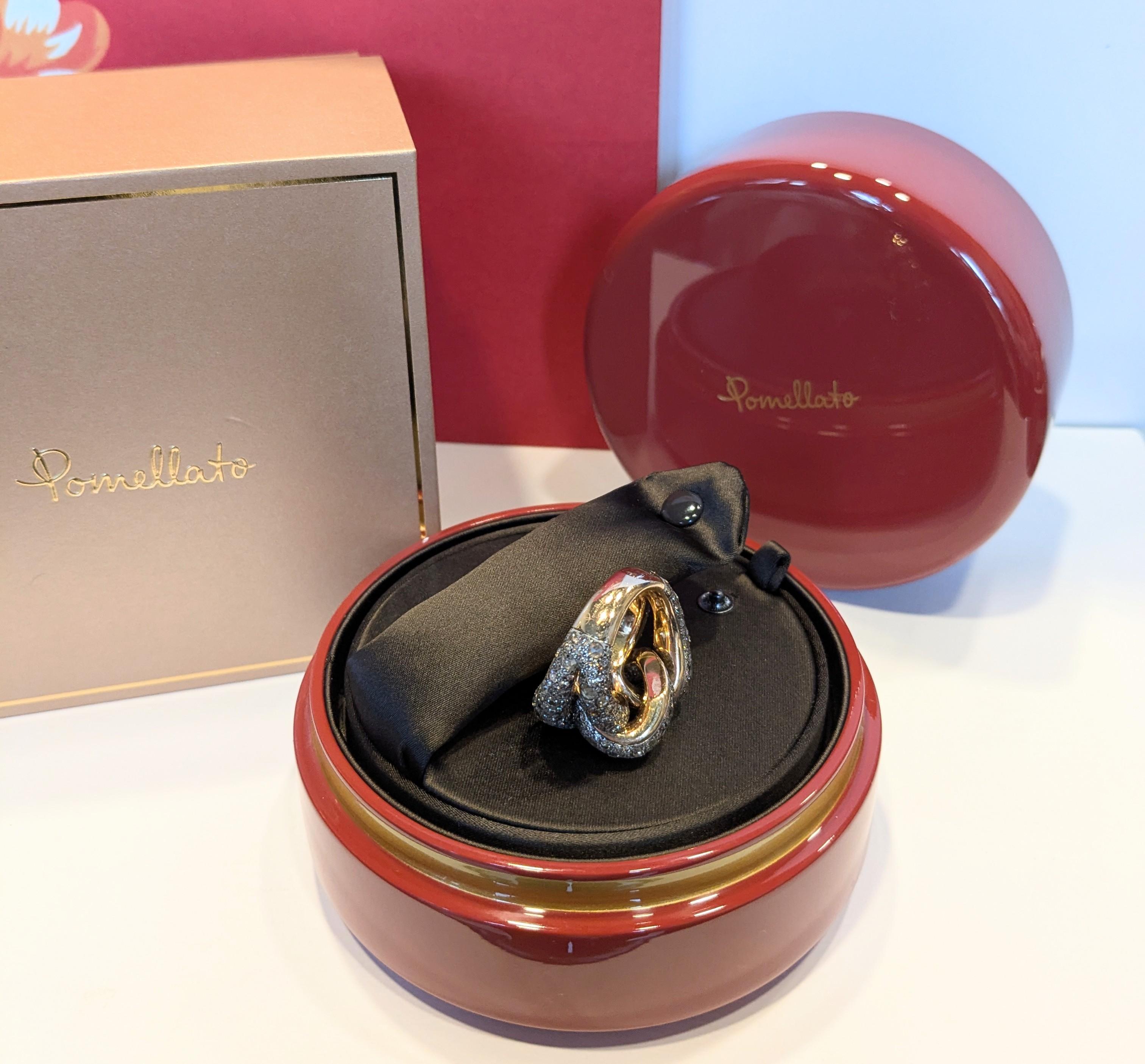 Women's or Men's Pomellato Catene ring in 18k  rose gold and brown diamonds with box For Sale