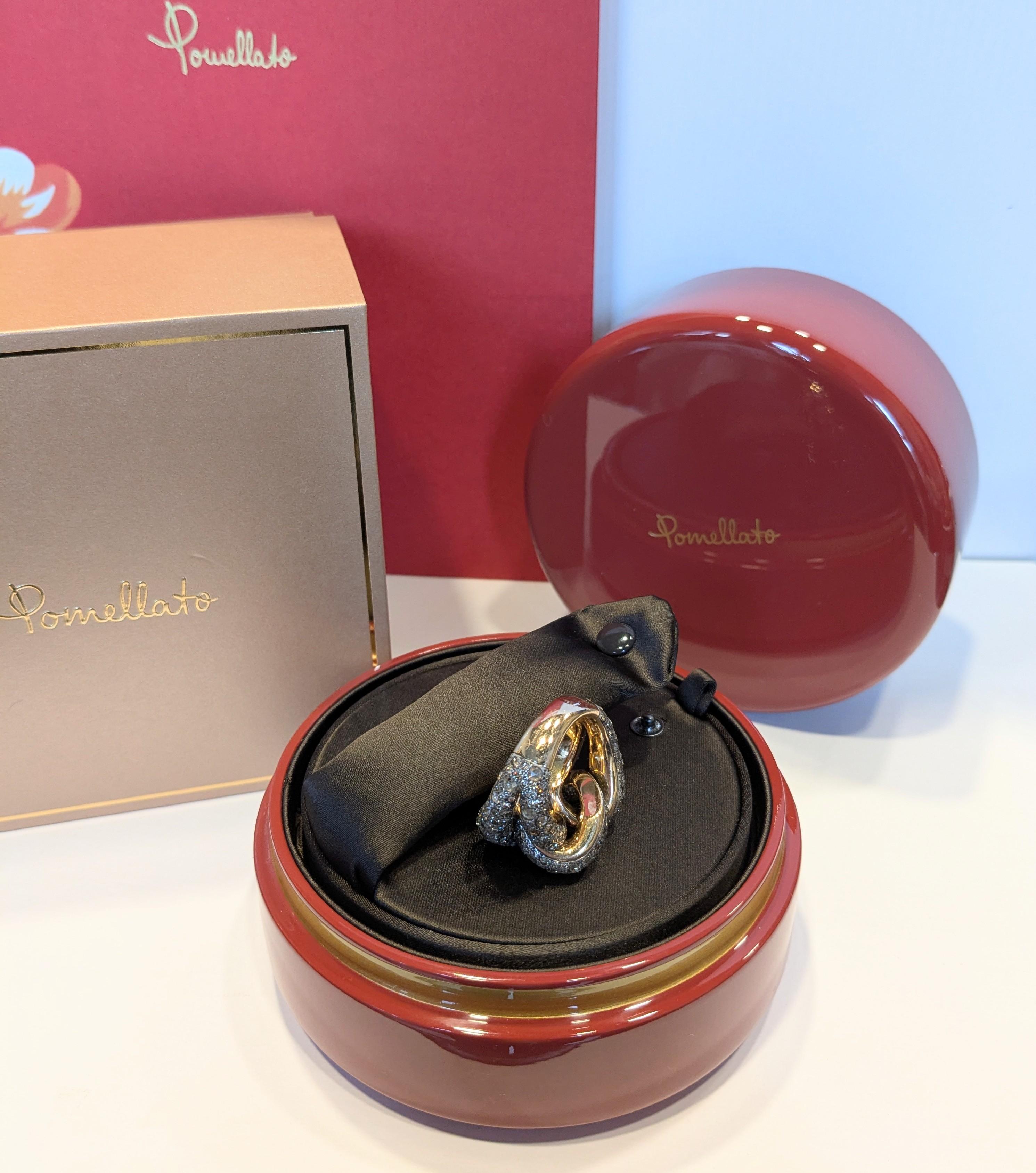 Pomellato Catene ring in 18k  rose gold and brown diamonds with box For Sale 1