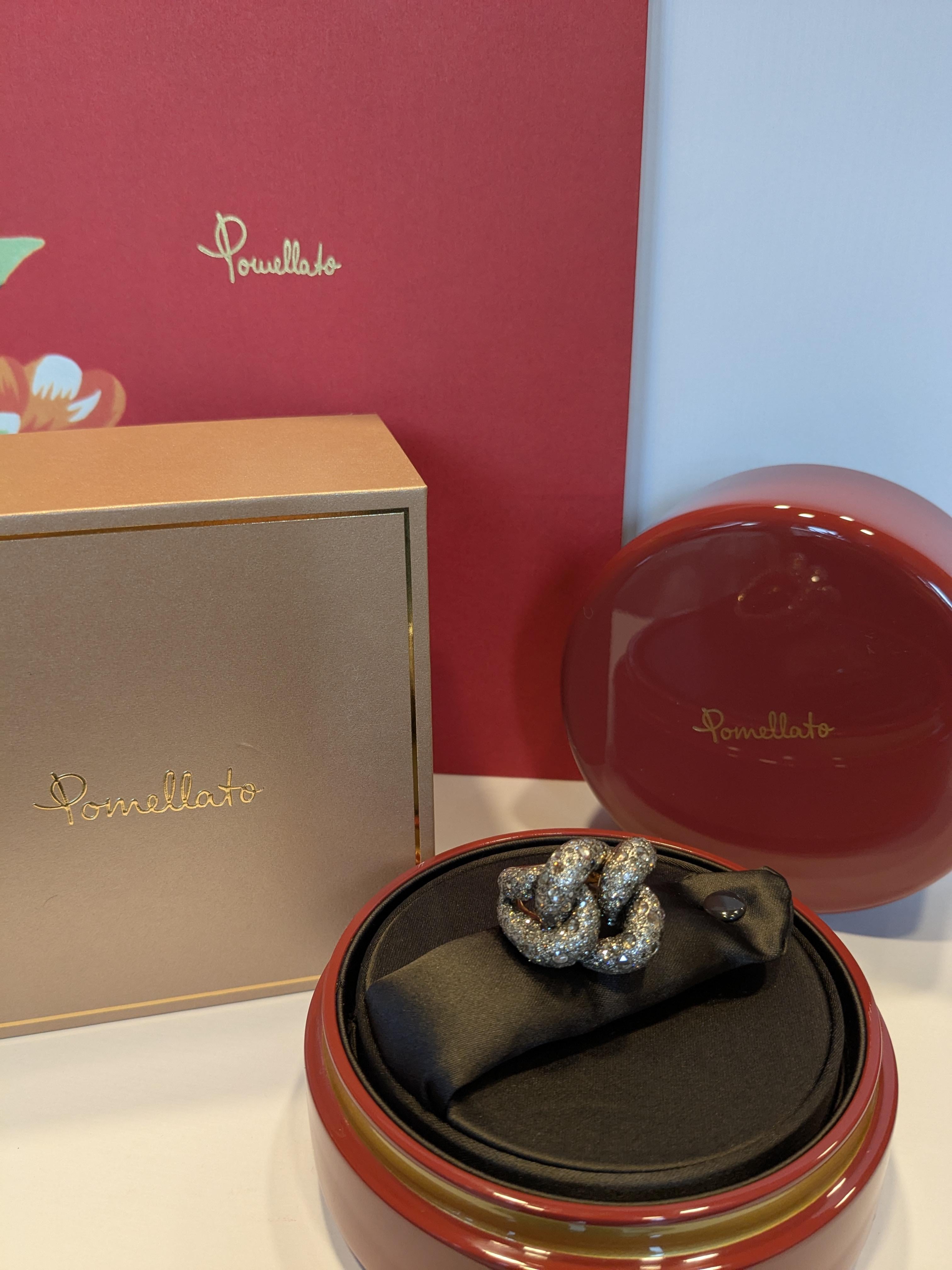 Pomellato Catene ring in 18k  rose gold and brown diamonds with box For Sale 2