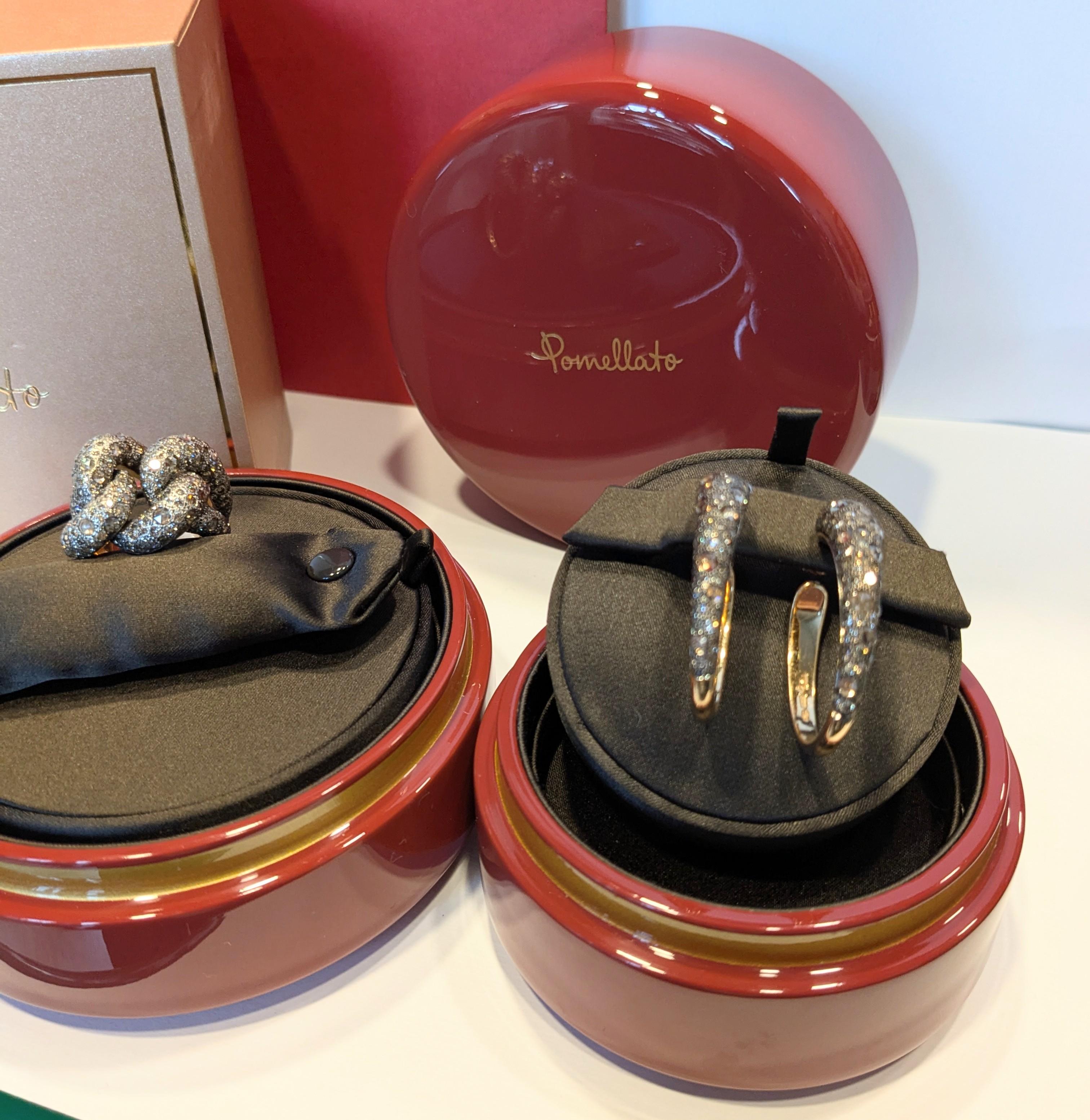 Pomellato Catene ring in 18k  rose gold and brown diamonds with box For Sale 3