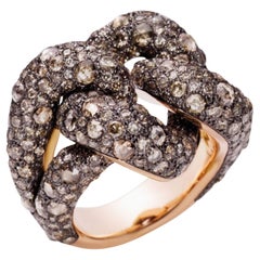 Pomellato Catene ring in 18k  rose gold and brown diamonds with box