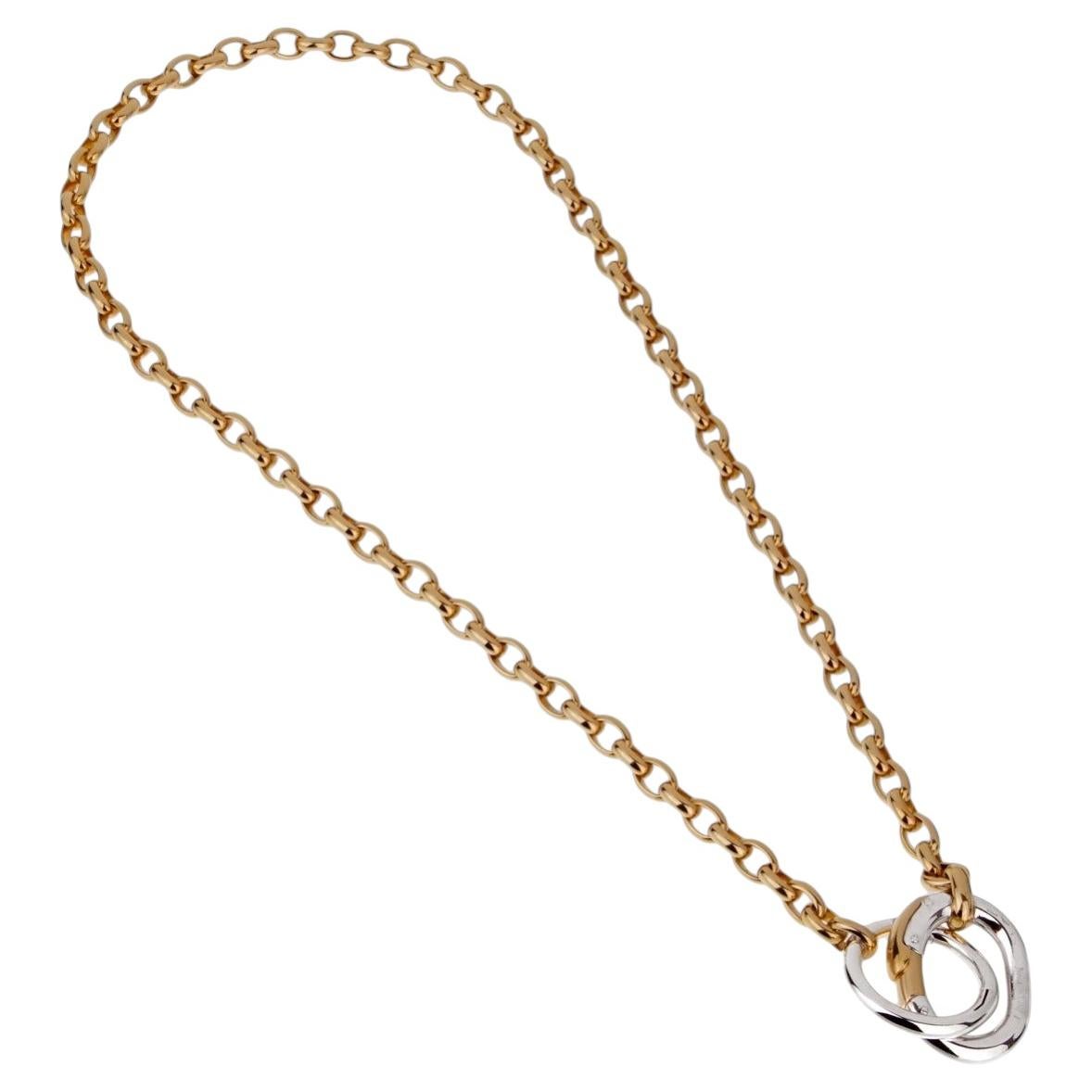 Pomellato Chain Link 18k White & Yellow Gold Necklace
