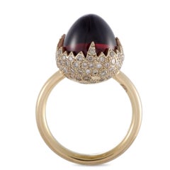 Pomellato Chimera 18 Karat Yellow Gold Diamond and Garnet Cabochon Ring