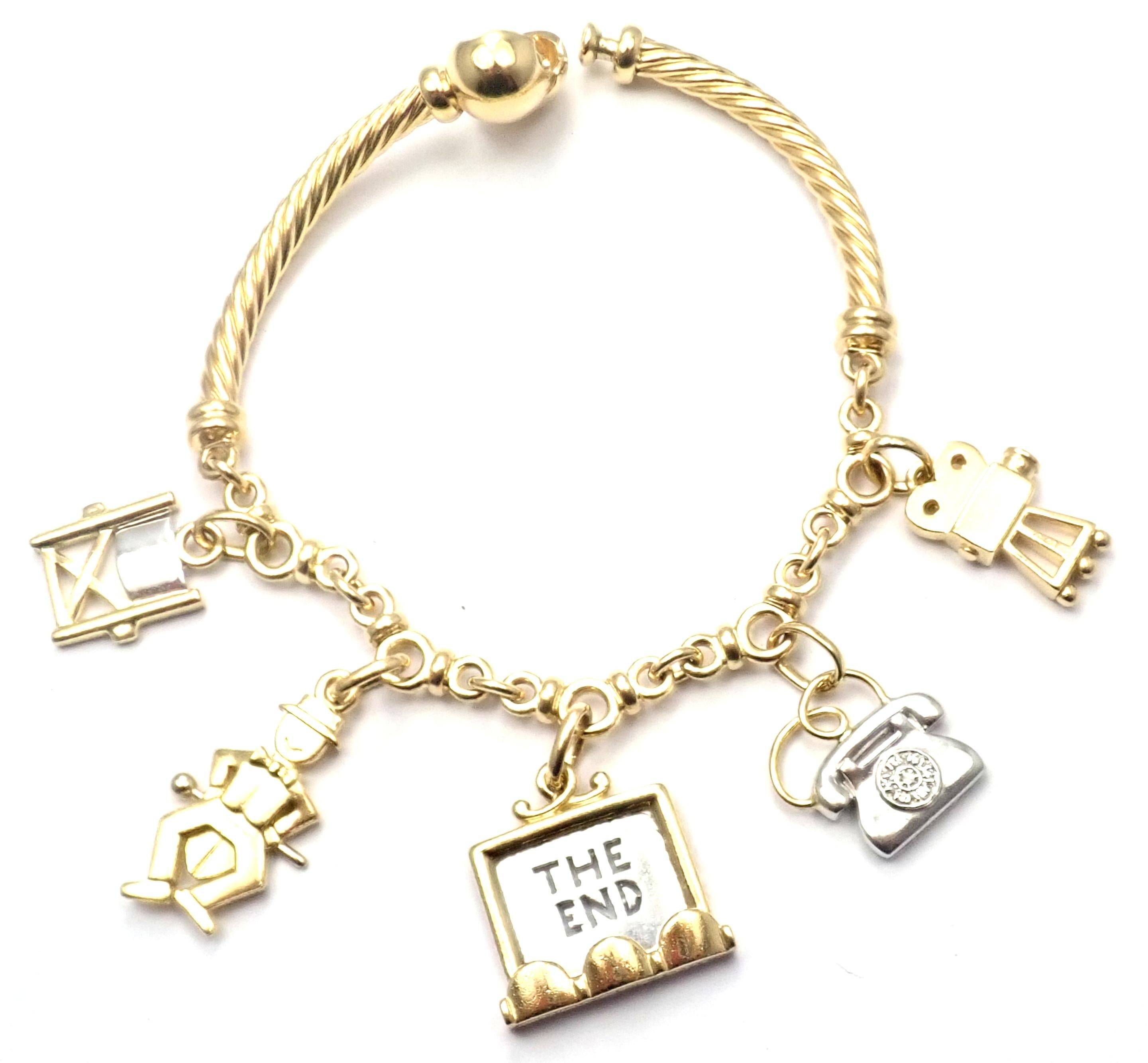 gold bangle bracelet with charms