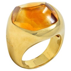 Pomellato Citrine Cabochon 18 Karat Yellow Gold Vintage Goccia Statement Ring