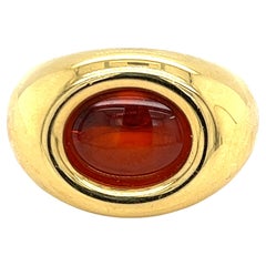 Pomellato Citrine Carved Disc Ring in 18k Yellow Gold
