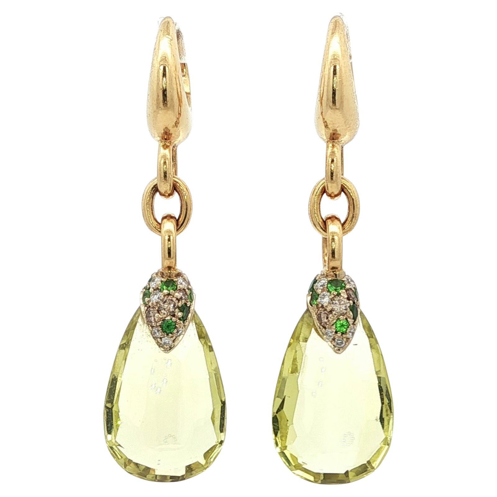 Boucles d'oreilles pendantes en or jaune 18K avec citrine Pomellato