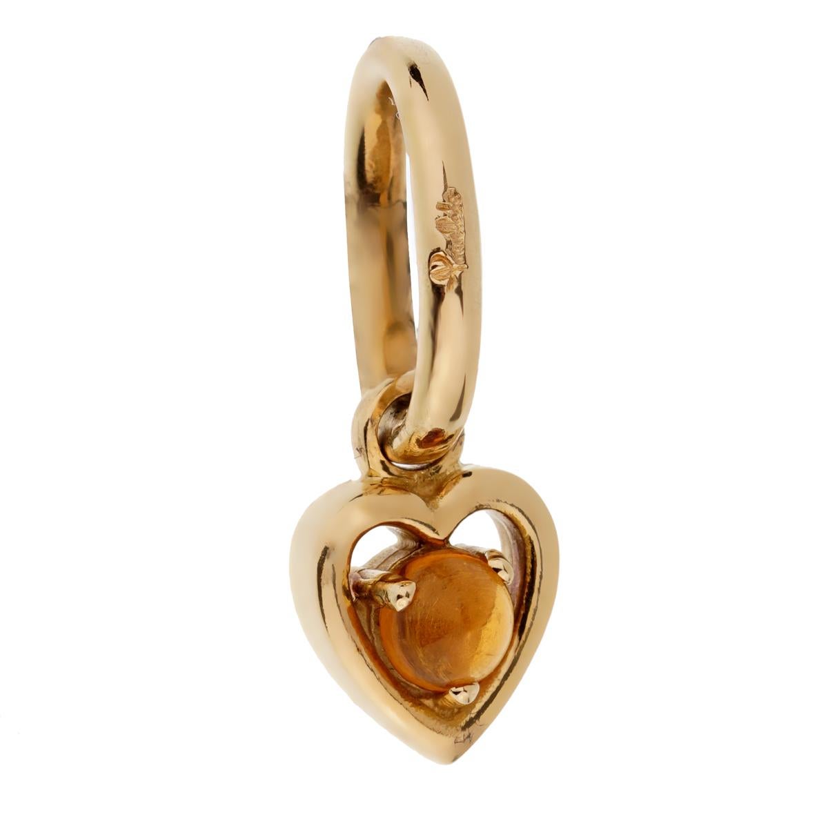 Cabochon Pomellato Citrine Yellow Gold Heart Charm Pendant For Sale