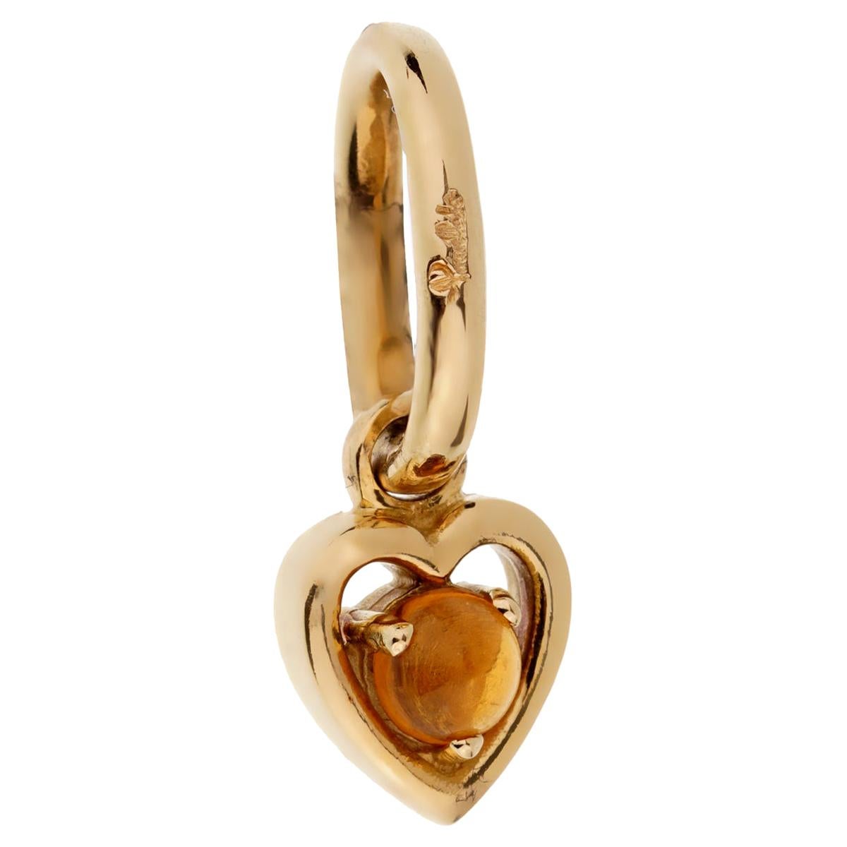 Pomellato Citrine Yellow Gold Heart Charm Pendant For Sale