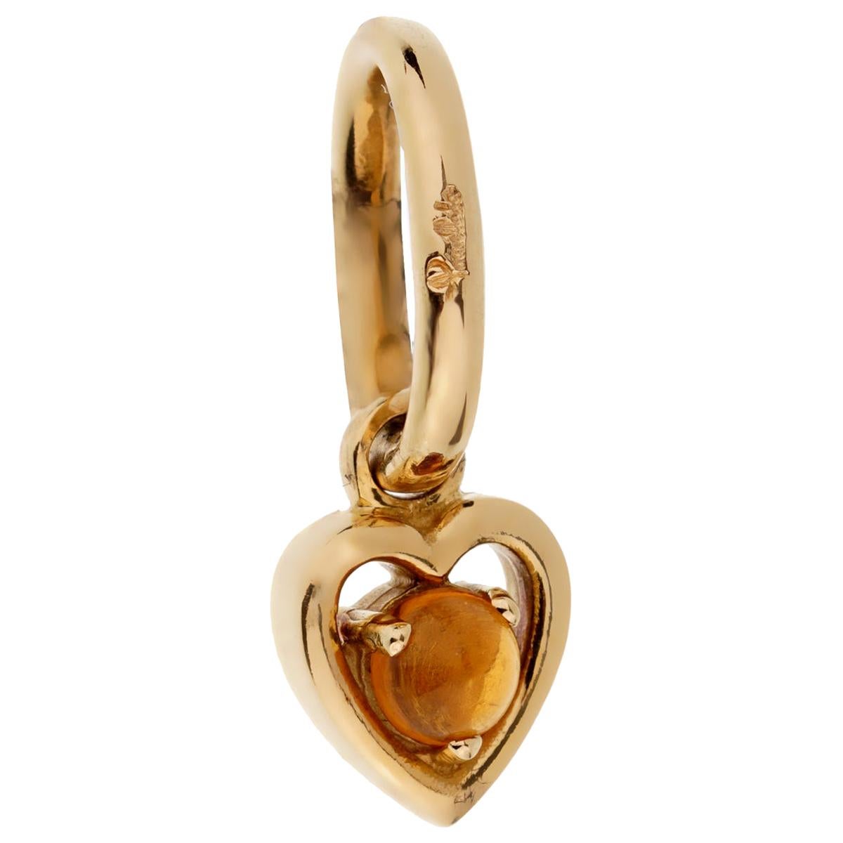 Pomellato Citrine Yellow Gold Heart Charm Pendant For Sale
