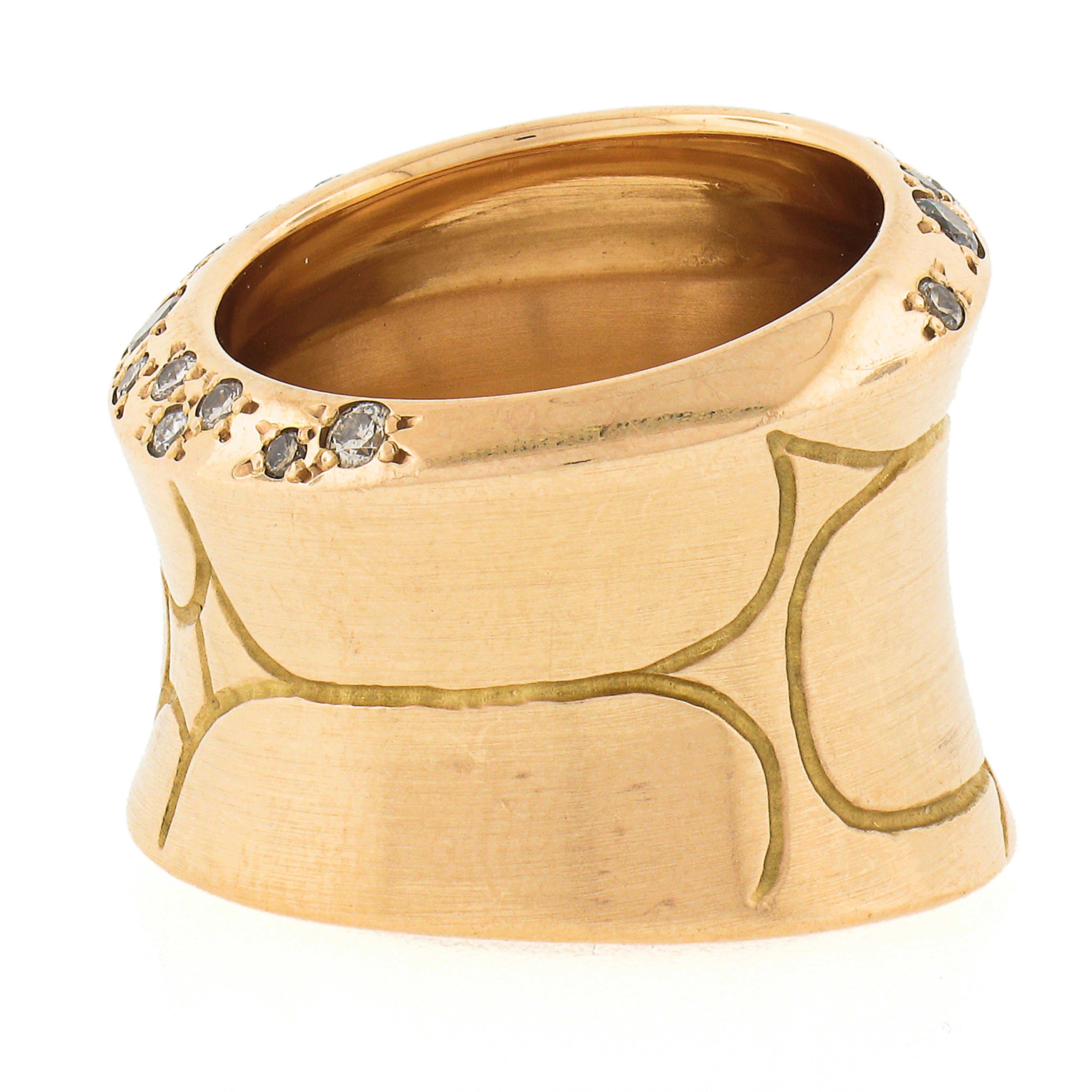 Pomellato Cocco 18k Gold Fancy Brown & Champagne Diamond Wide Cocktail Band Ring 2
