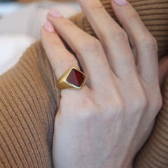POMELLATO Cocktail Ring In Solid 18Kt Yellow Gold With Kite Faceted Red Garnet