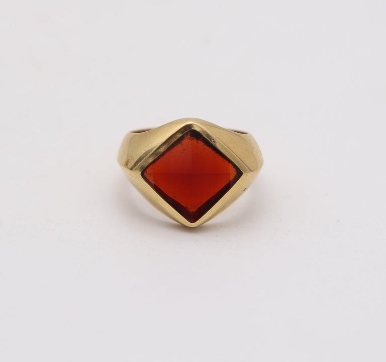 POMELLATO Cocktail Ring In Solid 18Kt Yellow Gold With Kite Faceted Red Garnet photo 3