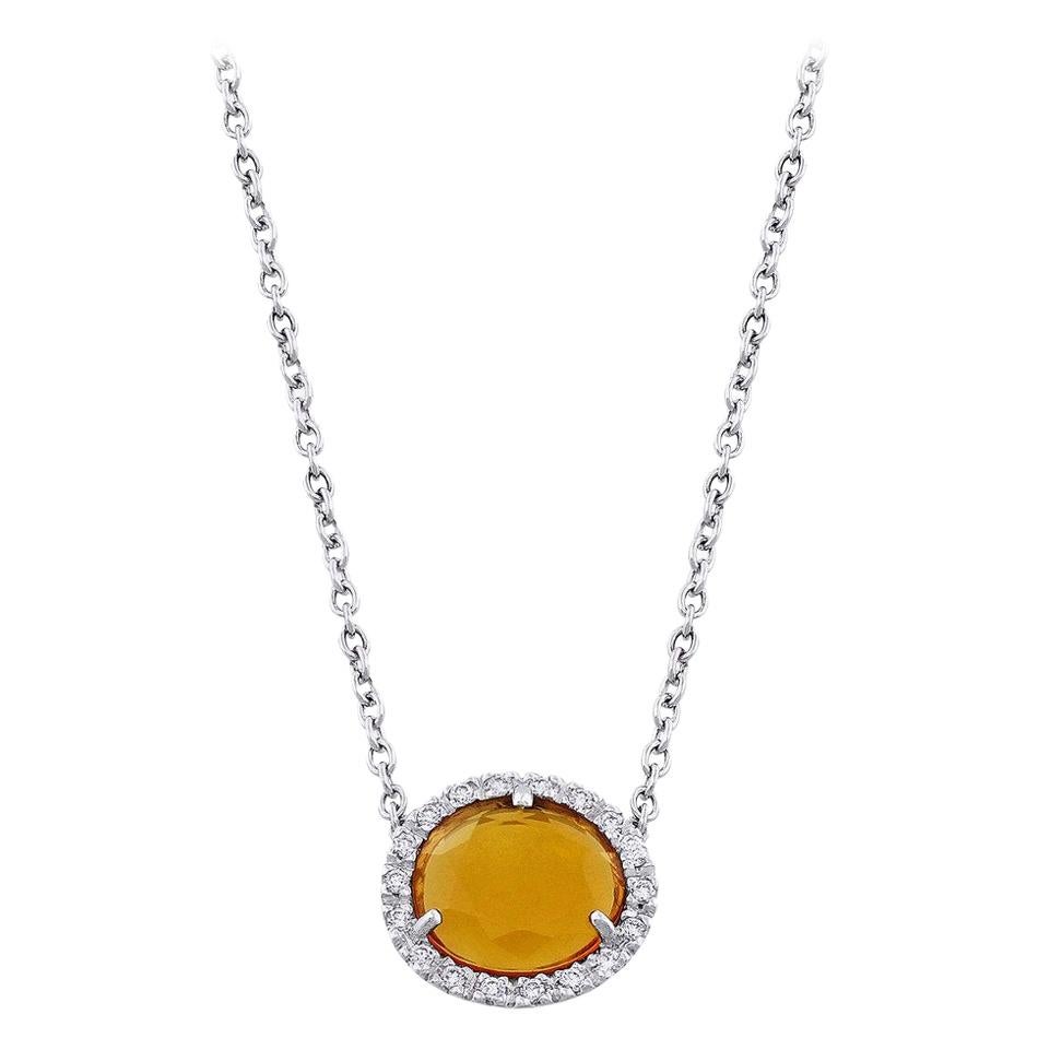 Pomellato Colpo Di Fulmine 18 Karat White Gold Citrine Necklace For Sale