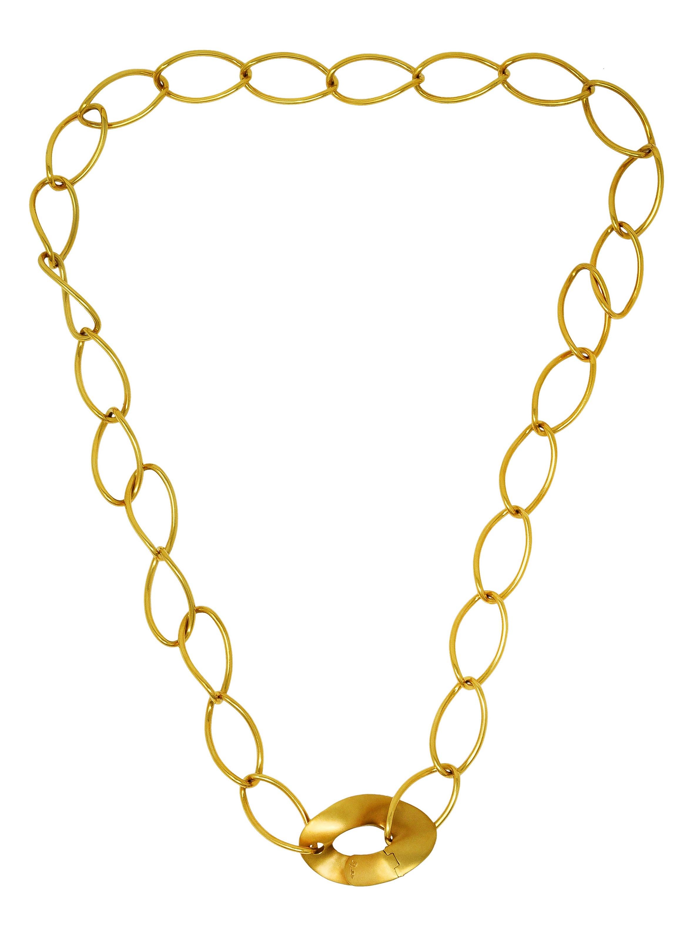 Pomellato Contemporary 18 Karat Yellow Gold Twisted Link Chain Necklace 6