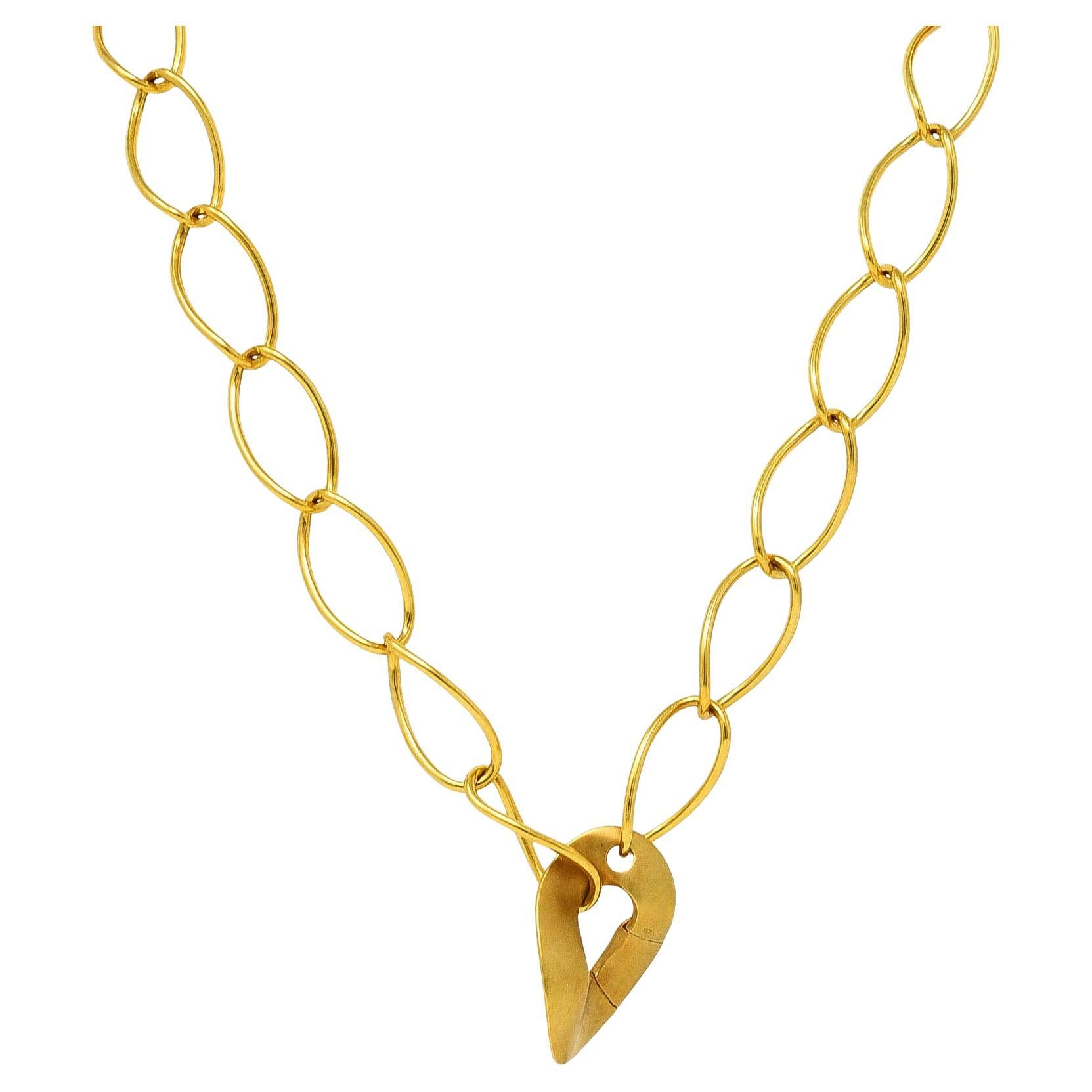 Pomellato Contemporary 18 Karat Yellow Gold Twisted Link Chain Necklace