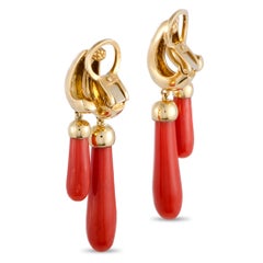 Pomellato Coral Yellow Gold Dangle Double Earrings