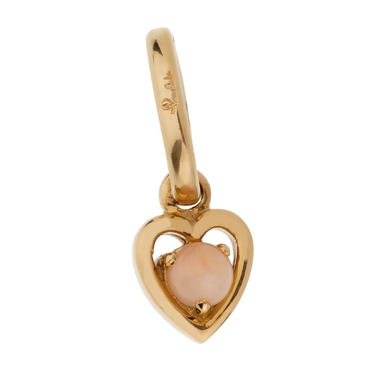 Pomellato Coral Yellow Gold Heart Charm Pendant In Excellent Condition In Feasterville, PA