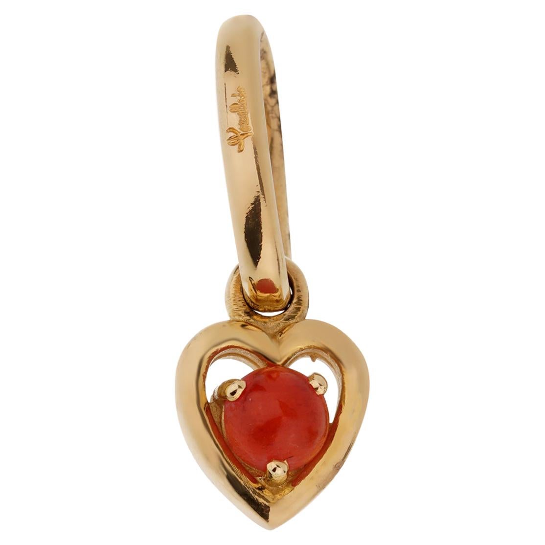 Pomellato Coral Yellow Gold Heart Charm Pendant For Sale